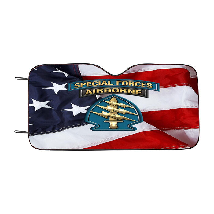 Us Army Special Forces Green Berets American Flag Car Auto Sun Shade Windshield Cover