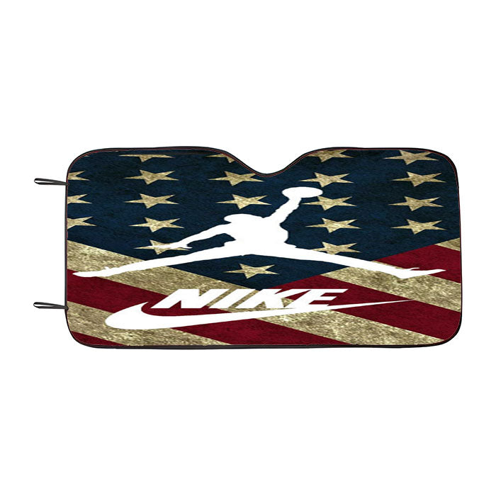 Us Flag Nike Jordan Car Auto Sun Shade Windshield Cover