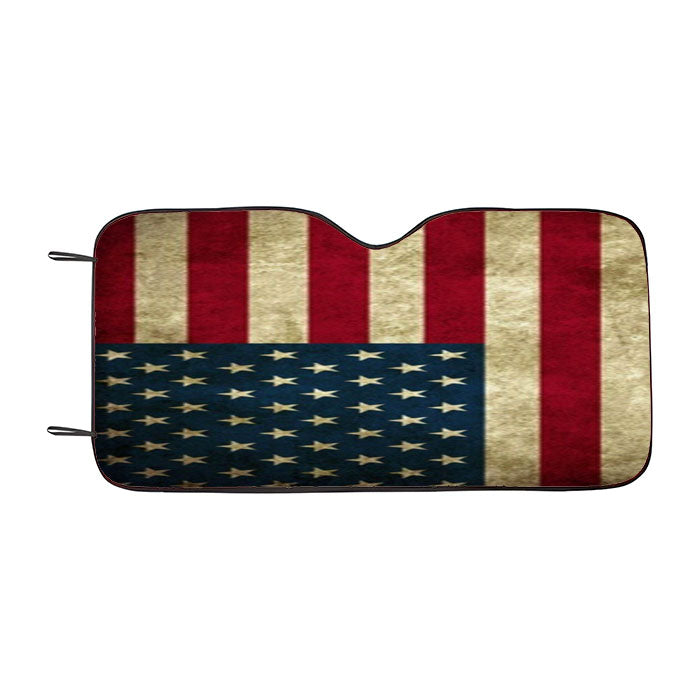Vintage American Flag Texture Car Auto Sun Shade Windshield Cover