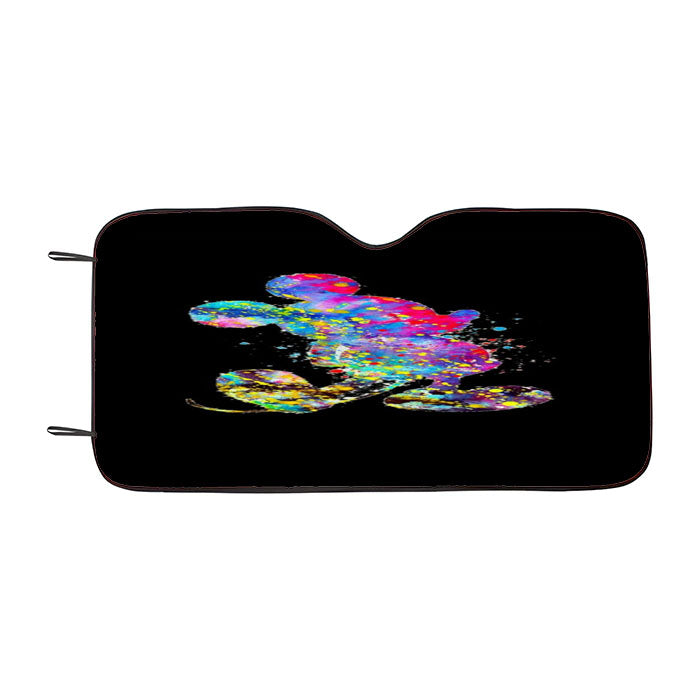 Watercolor Splatter Art Mickey Mouse Car Auto Sun Shade Windshield Cover