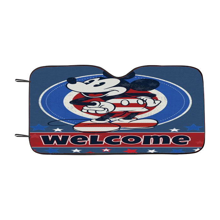 Welcome Red White And Blue Mickey Stars Car Auto Sun Shade Windshield Cover