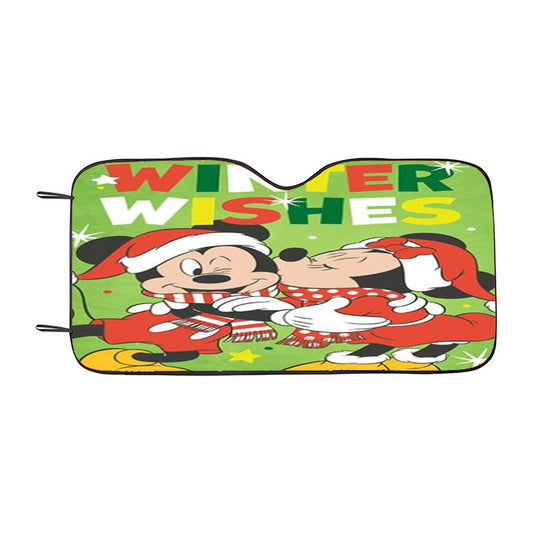 Winter Wishes Mickey And Minnie Car Auto Sun Shade Windshield Cover
