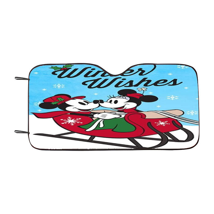 Winter Wishes Sleigh Mickey And Minnie Car Auto Sun Shade Windshield Cover