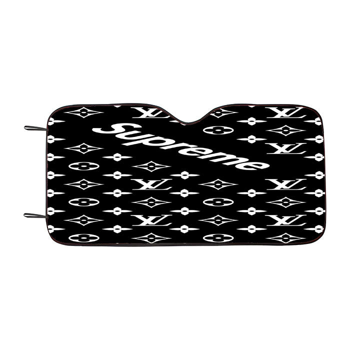 Black Supreme Louis Vuitton Pattern Car Auto Sun Shade Windshield Cover