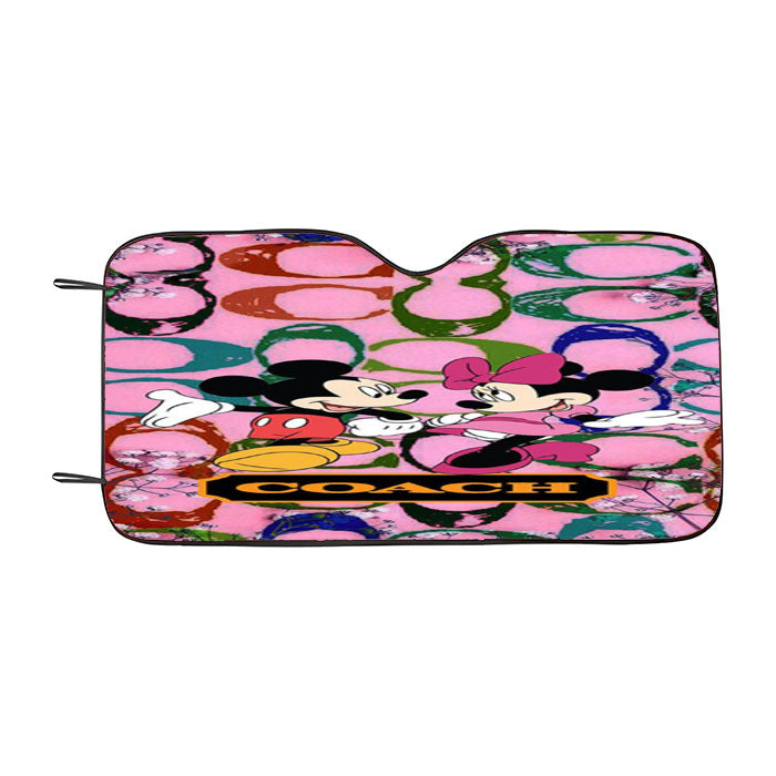 Coach Pink Flower Mickey Minnie Car Auto Sun Shade Windshield Cover