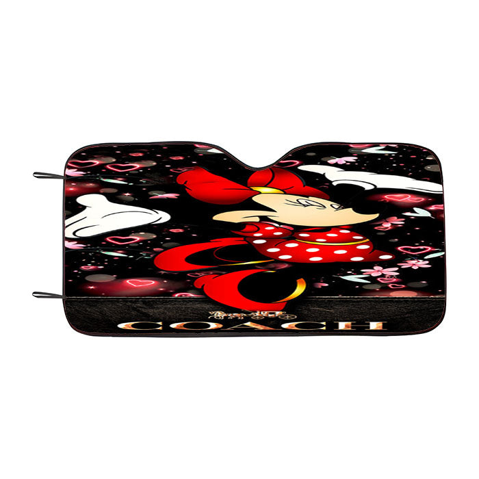 Happy Minni Mouse Coach Flowers Car Auto Sun Shade Windshield Cover