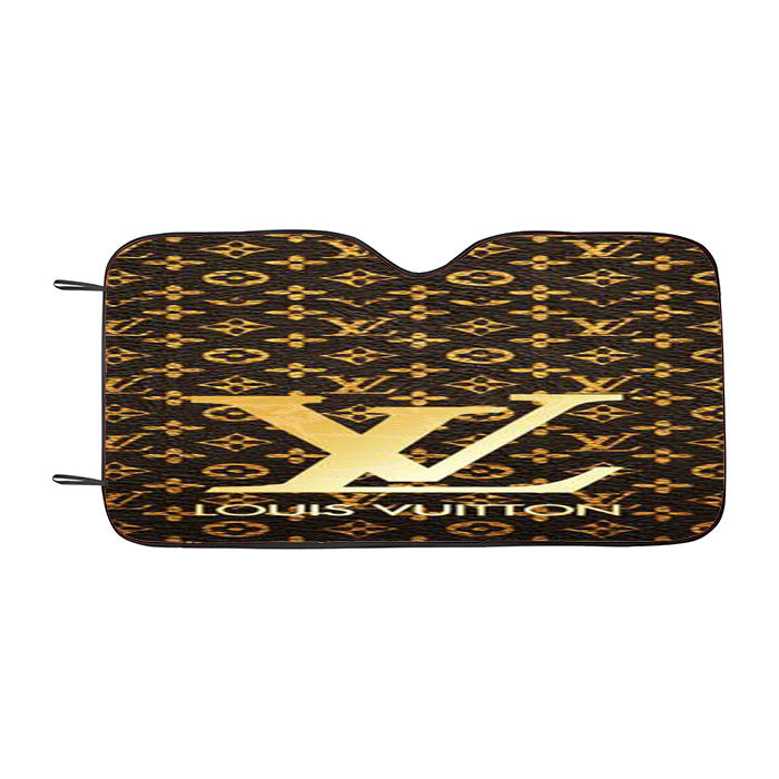 Louis Vuitton Logo Gold Car Auto Sun Shade Windshield Cover
