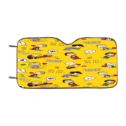 Peanuts Movie Worldwide Doodle Character Car Auto Sun Shade Windshield Cover