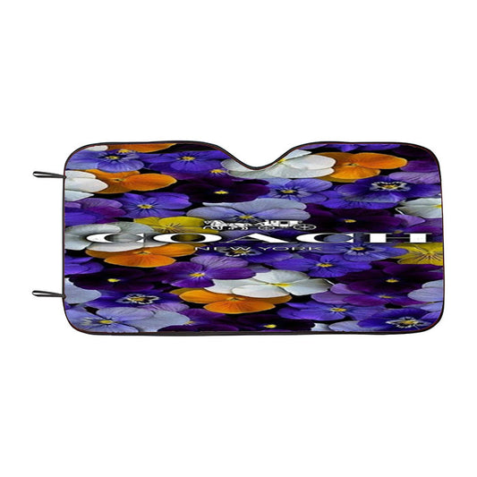 Purple Flowers Coach New York Car Auto Sun Shade Windshield Cover