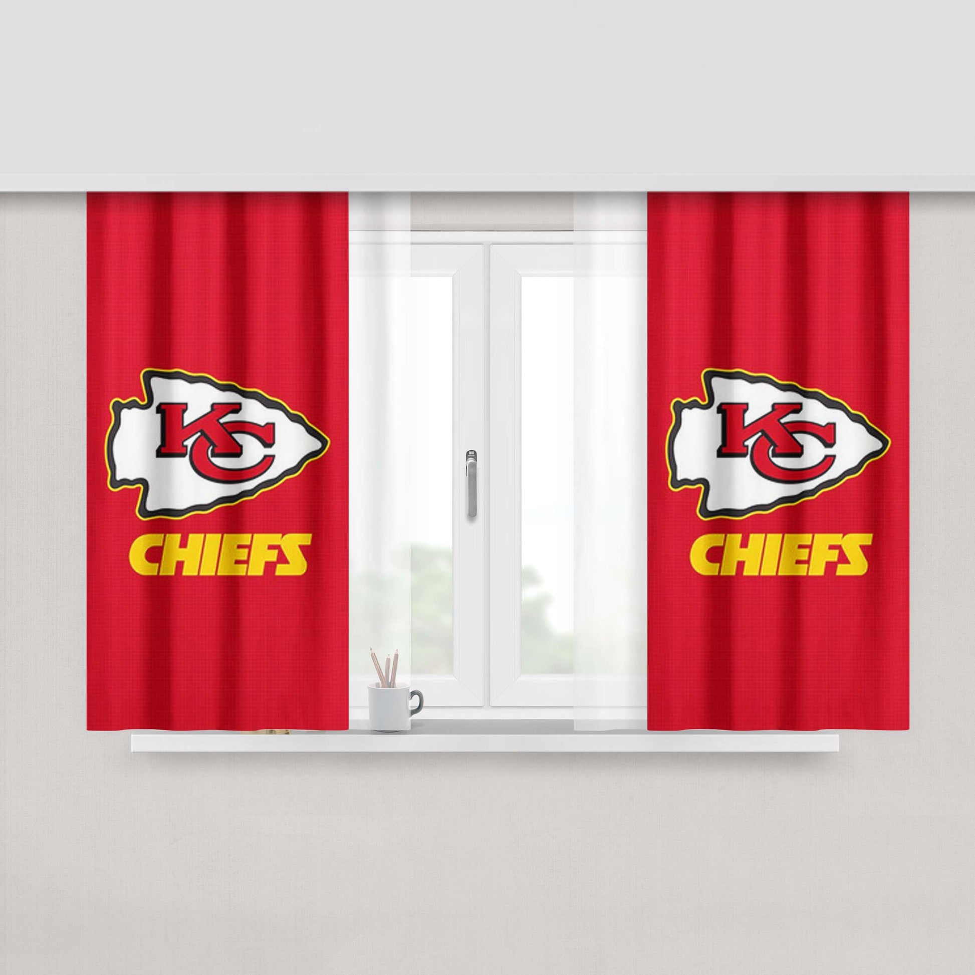 Kansas City Chiefs 2 Peach Skin Window Curtains