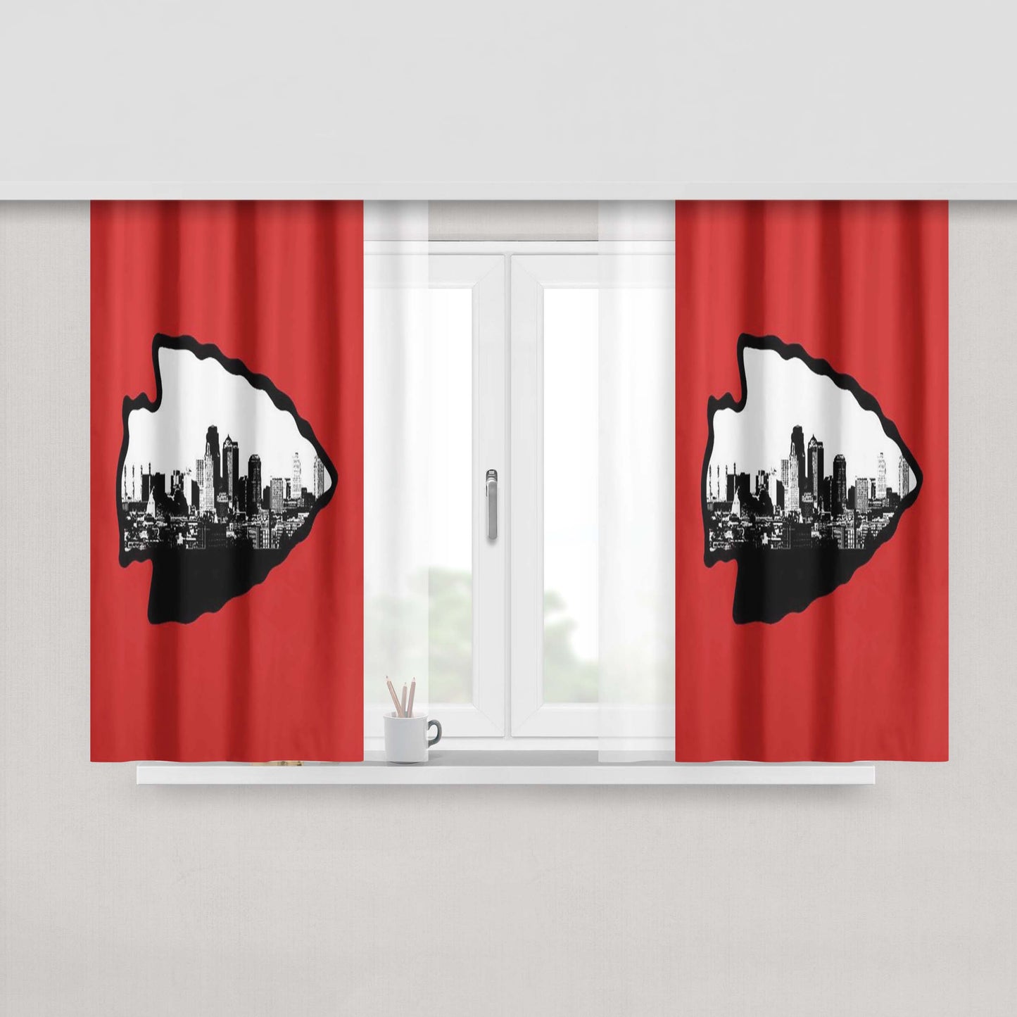 Kansas City Chiefs Emblem Peach Skin Window Curtains