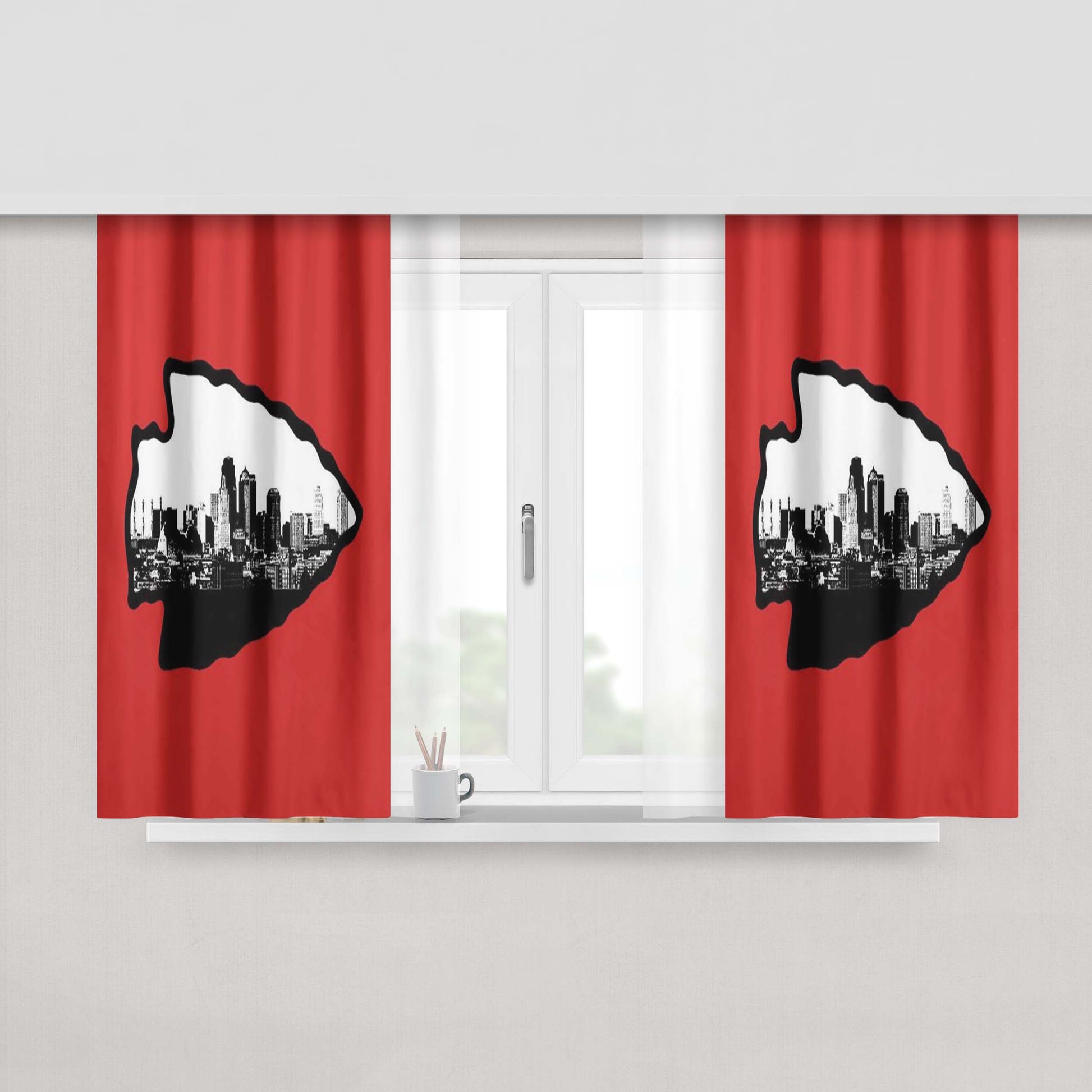 Kansas City Chiefs Emblem Peach Skin Window Curtains