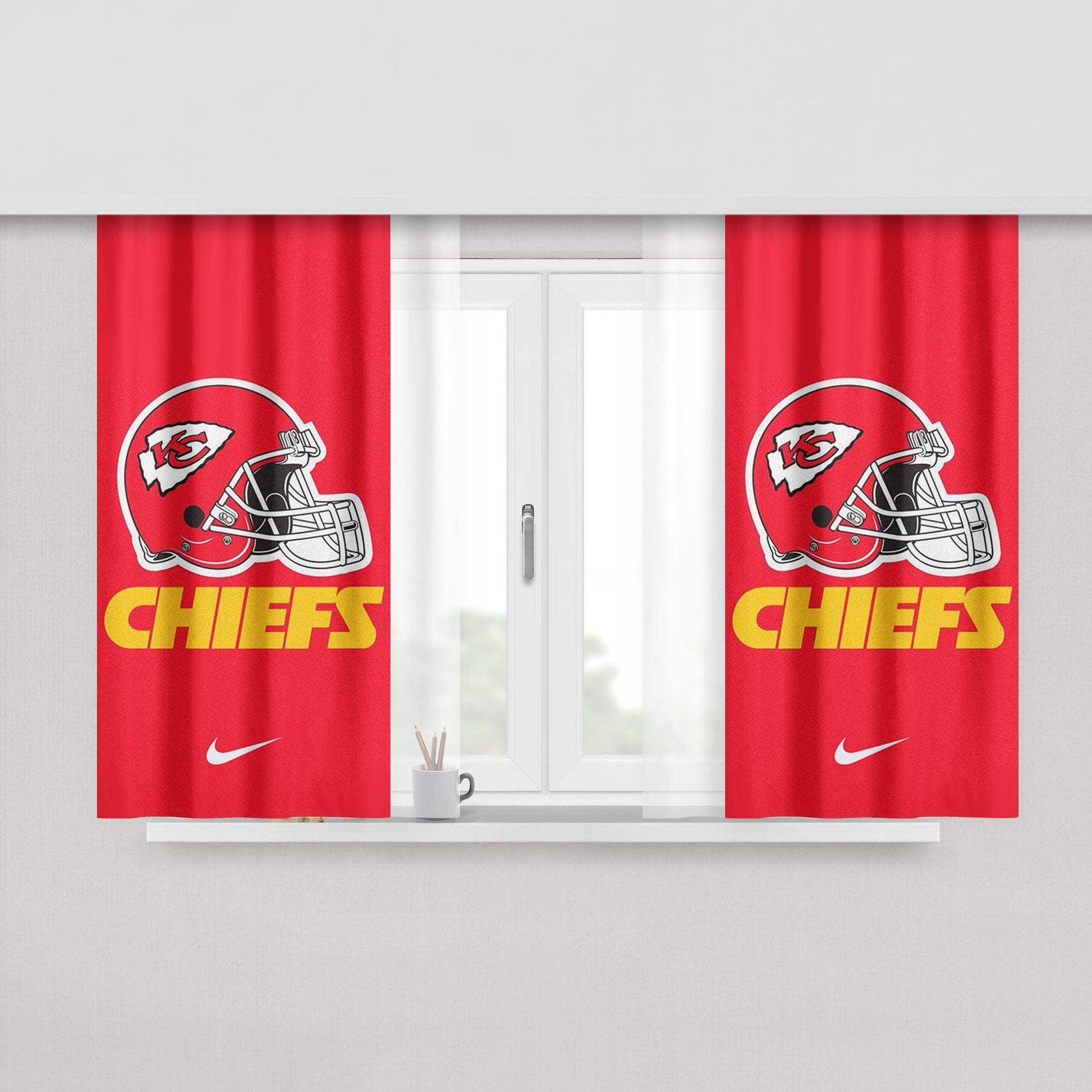 Kansas City Chiefs Helmet Peach Skin Window Curtains