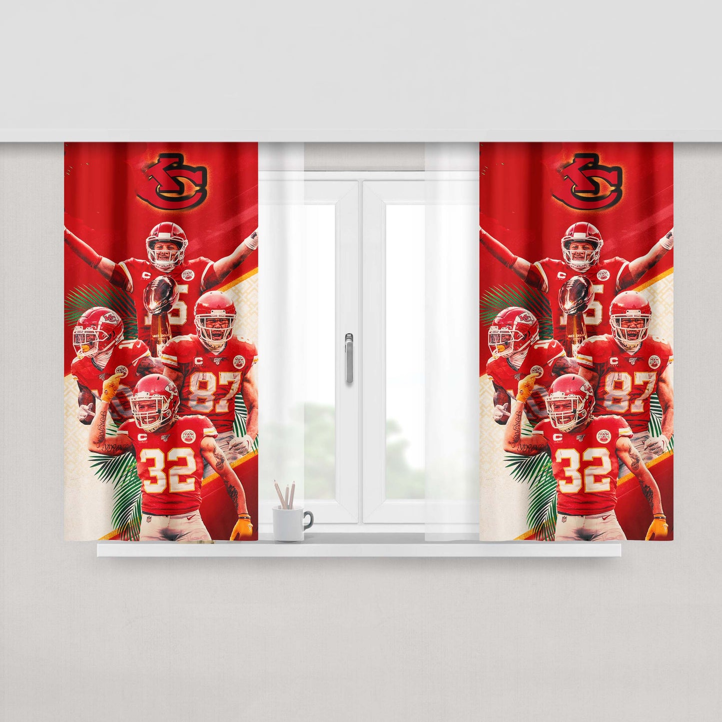 Kansas City Chiefs Logo Champions Peach Skin Window Curtains