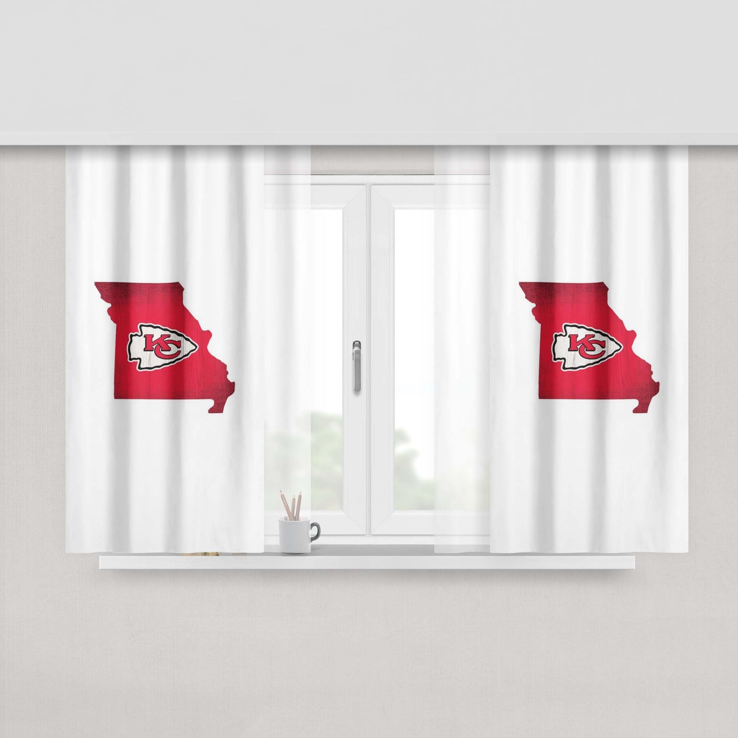 Kansas City Chiefs Logo States Peach Skin Window Curtains