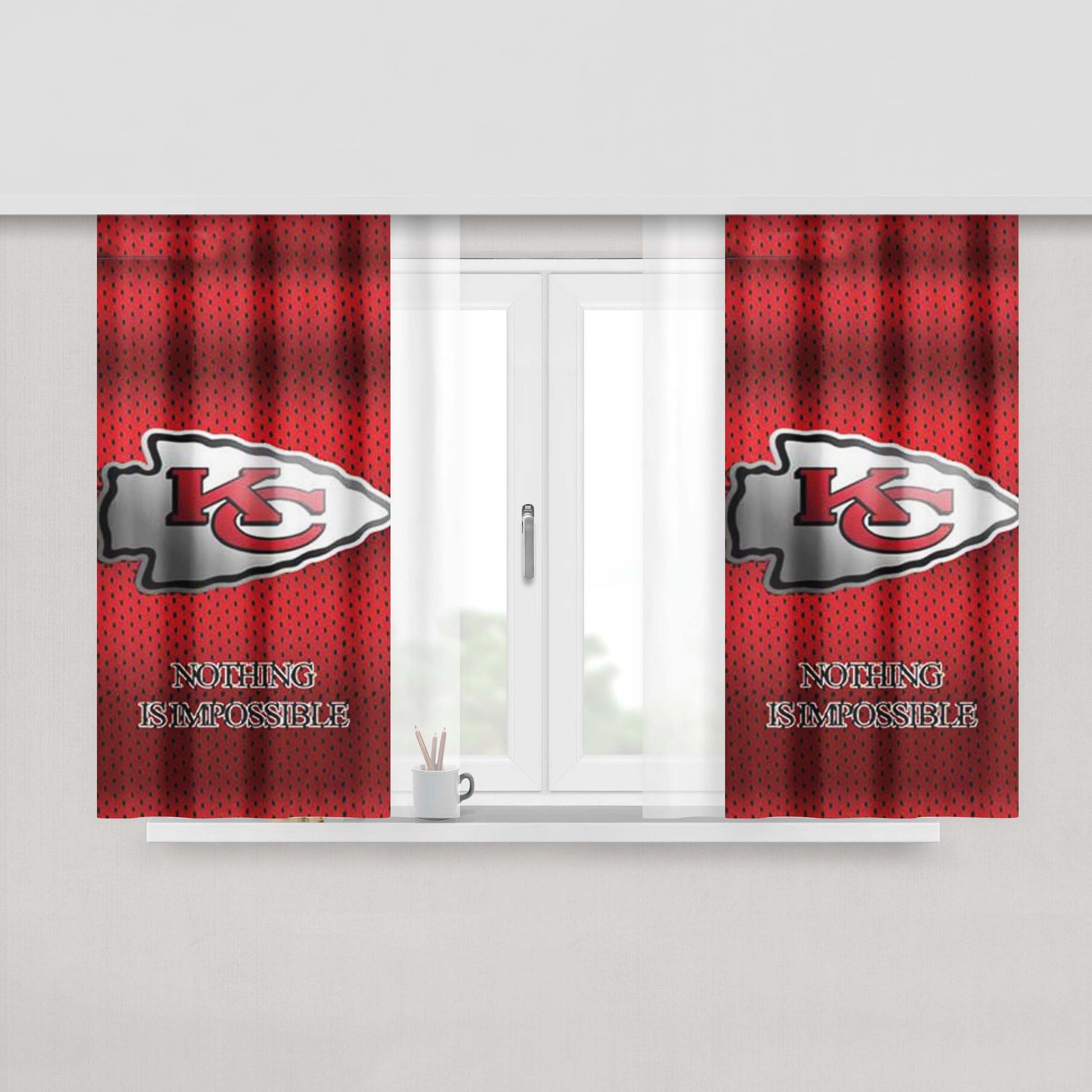 Kansas City Chiefs Nothing Is Impossible Peach Skin Window Curtains