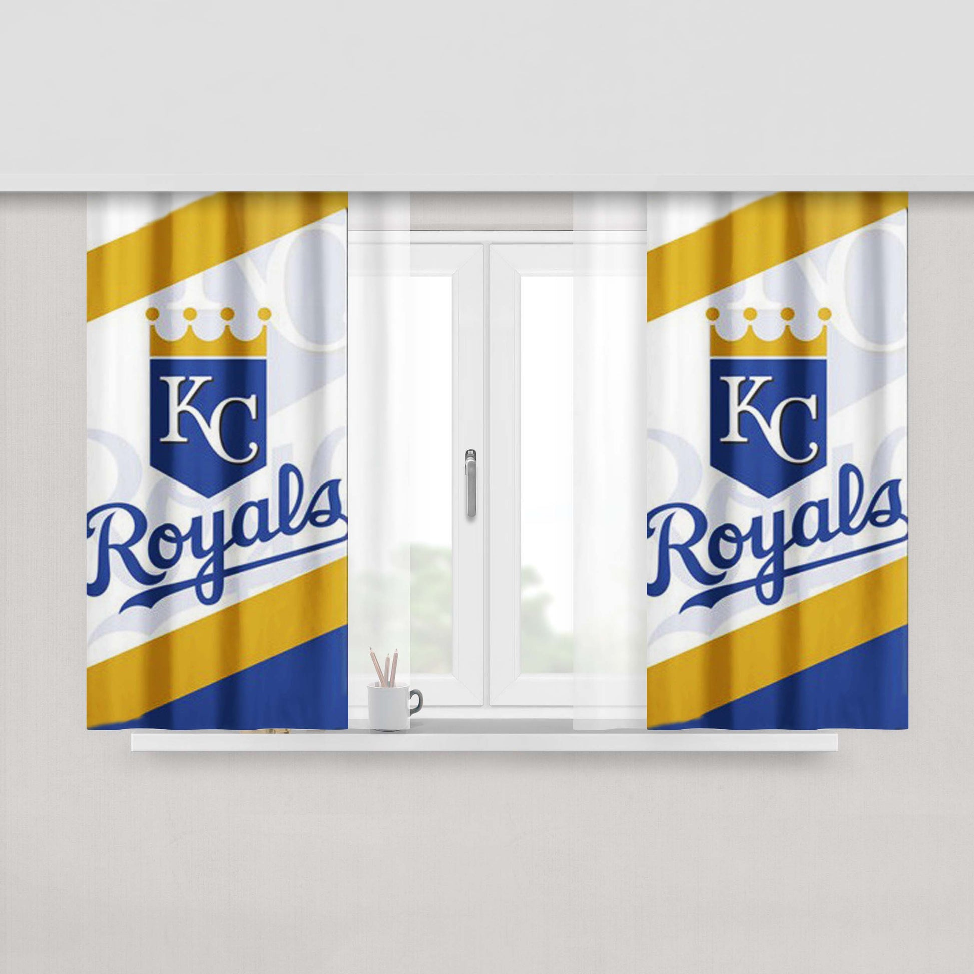 Kansas City Royals Mlb Sport Logo Peach Skin Window Curtains