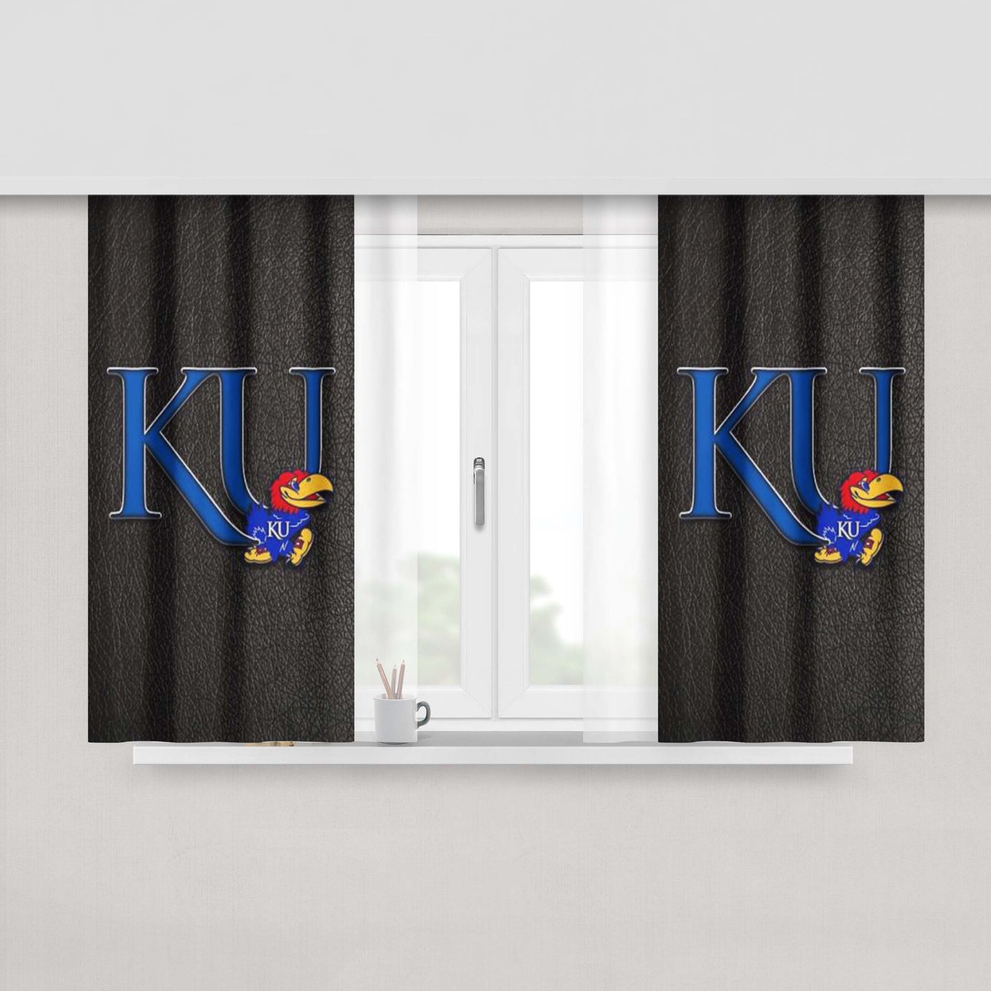 Kansas Jayhawks 3 Peach Skin Window Curtains