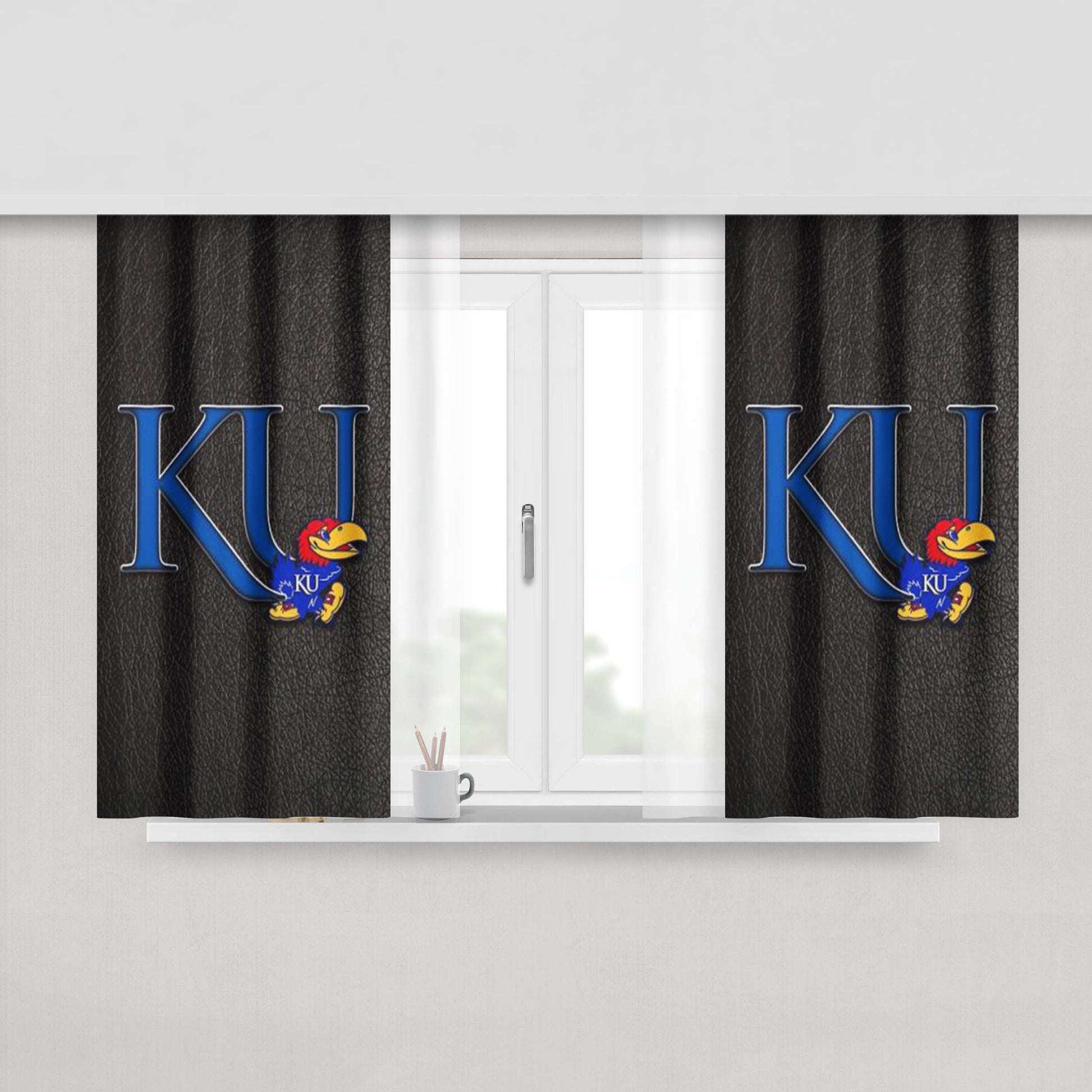 Kansas Jayhawks 3 Peach Skin Window Curtains