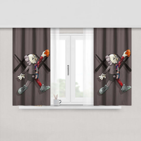 Kaws Basketball Peach Skin Window Curtains