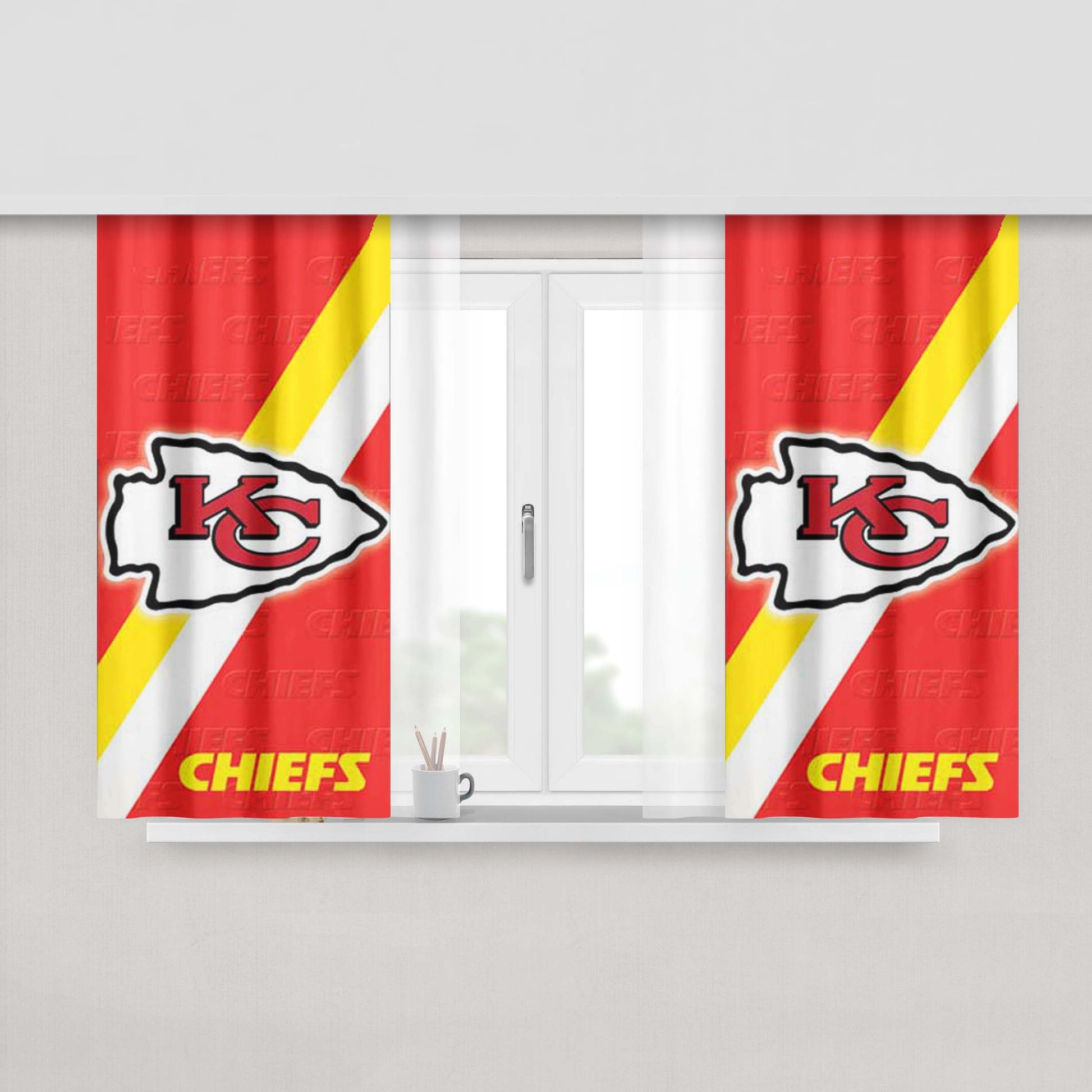 Kc Chiefs Diagonal Peach Skin Window Curtains
