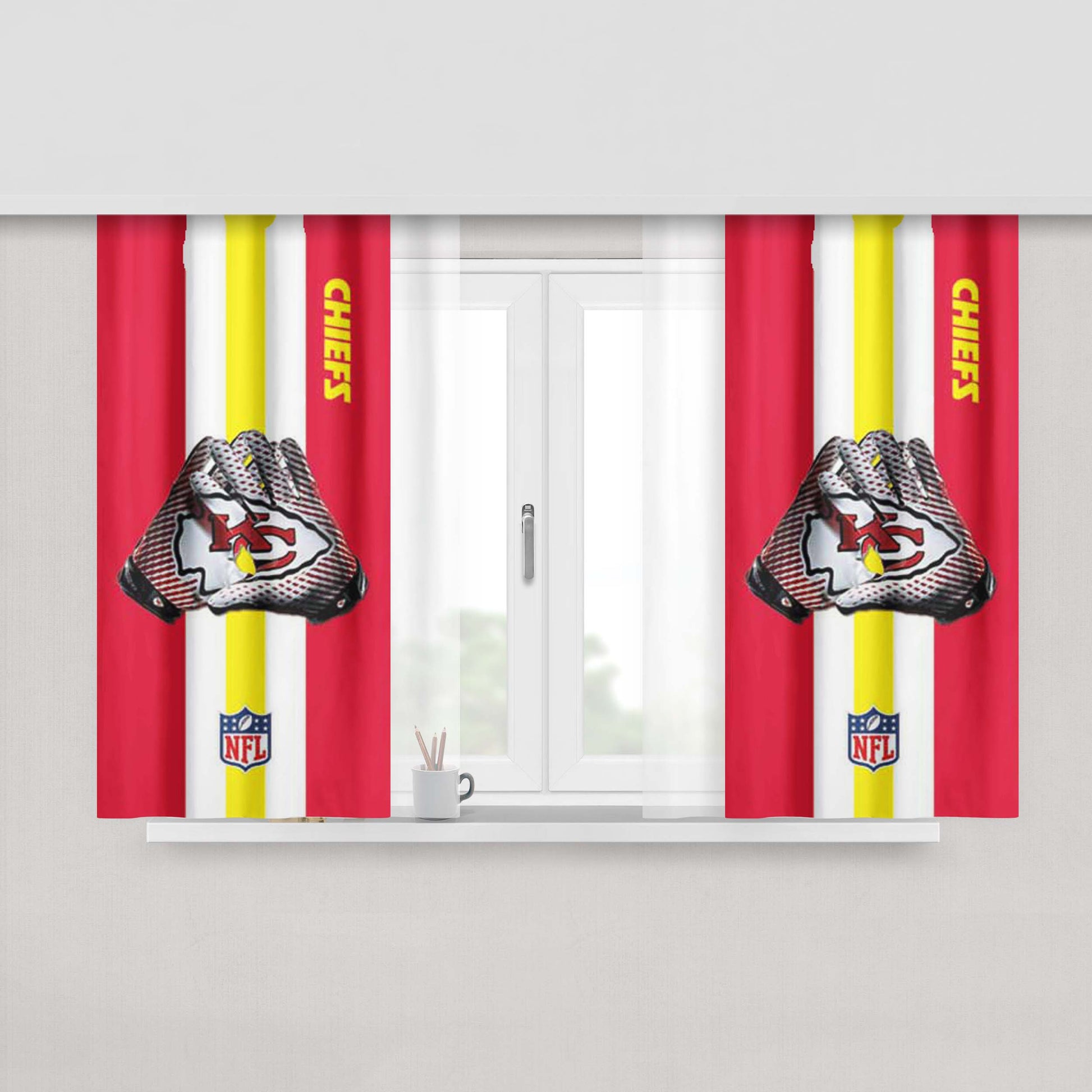 Kc Chiefs Gloves Stripes Peach Skin Window Curtains