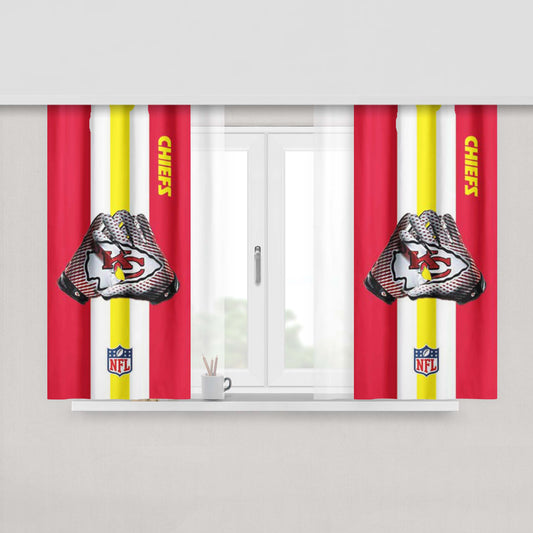 Kc Chiefs Gloves Stripes Peach Skin Window Curtains
