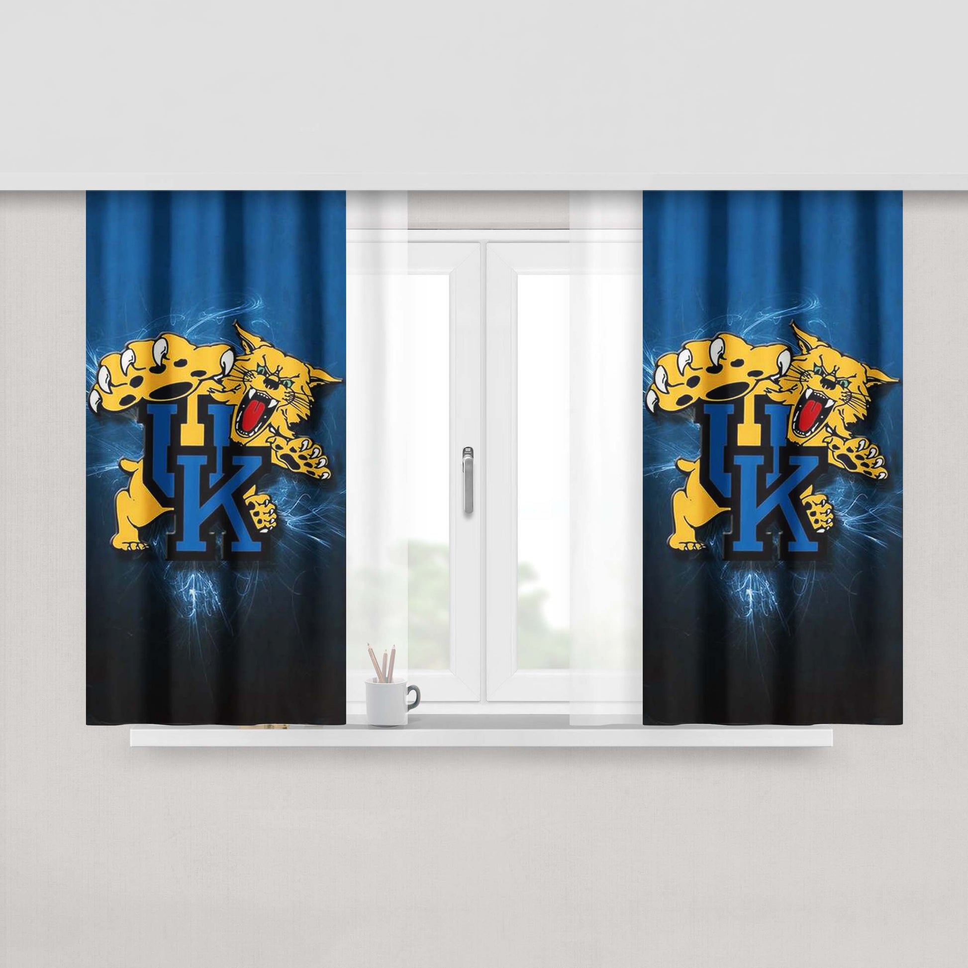 Kentucky Wildcats Big Cat Peach Skin Window Curtains