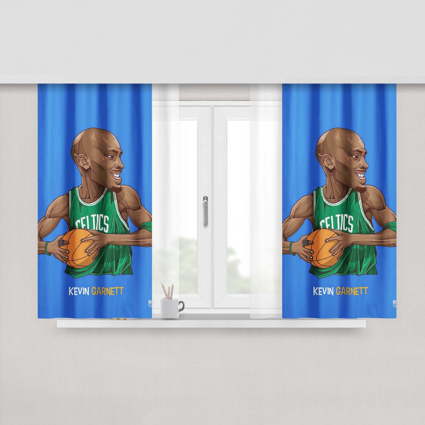 Kevin Garnett Peach Skin Window Curtains