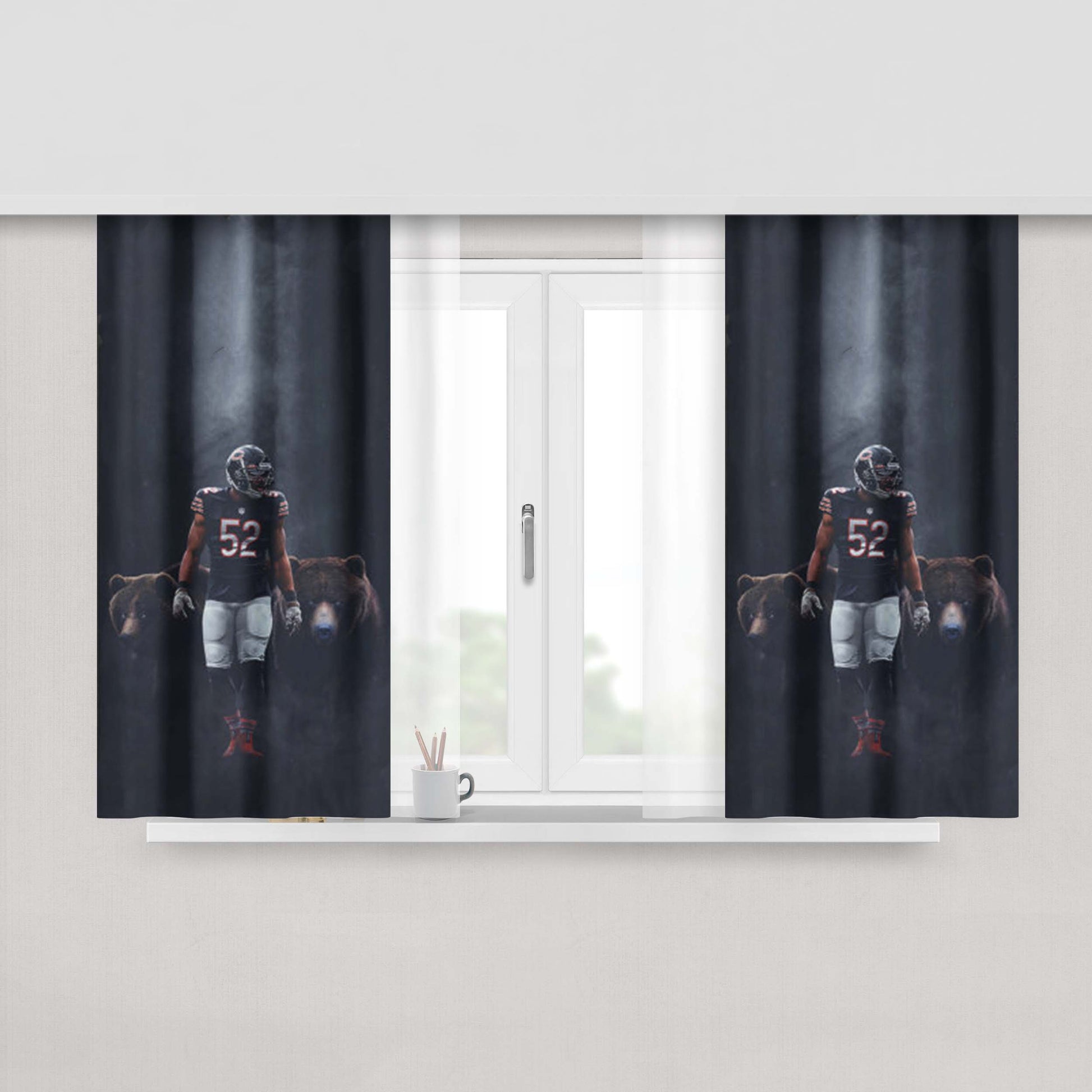 Khalil Mack Chicago Bears Peach Skin Window Curtains