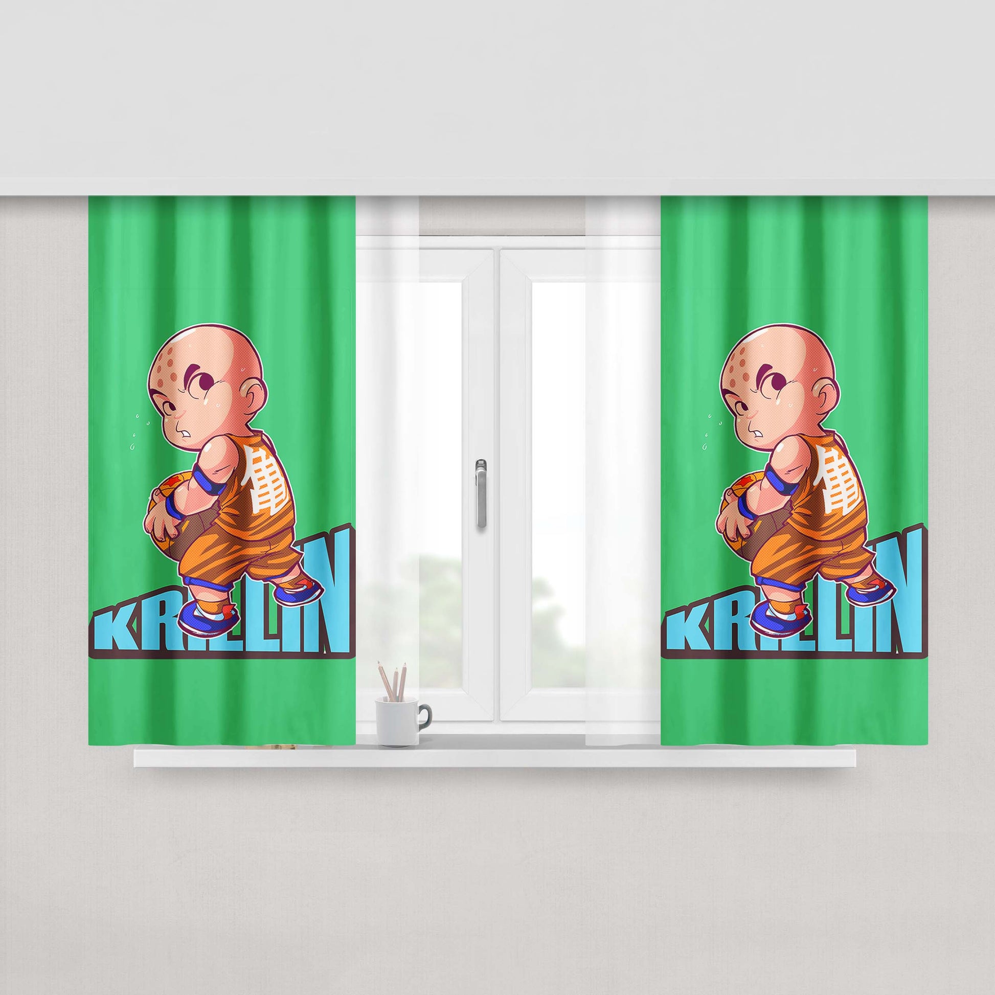 Krillin Basketball Drago Peach Skin Window Curtains