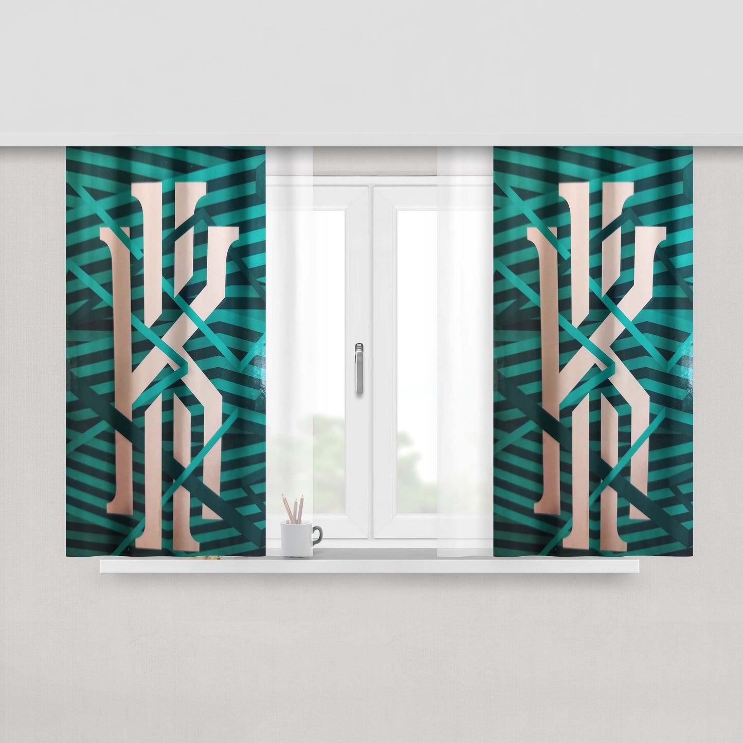 Kyrie Irving Green Stripe Peach Skin Window Curtains