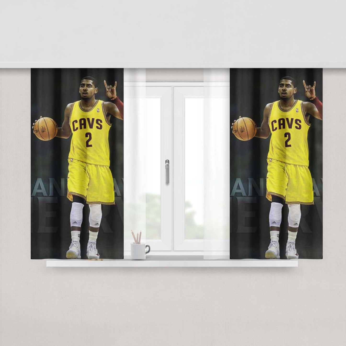 Kyrie Irving Horns Grey Peach Skin Window Curtains