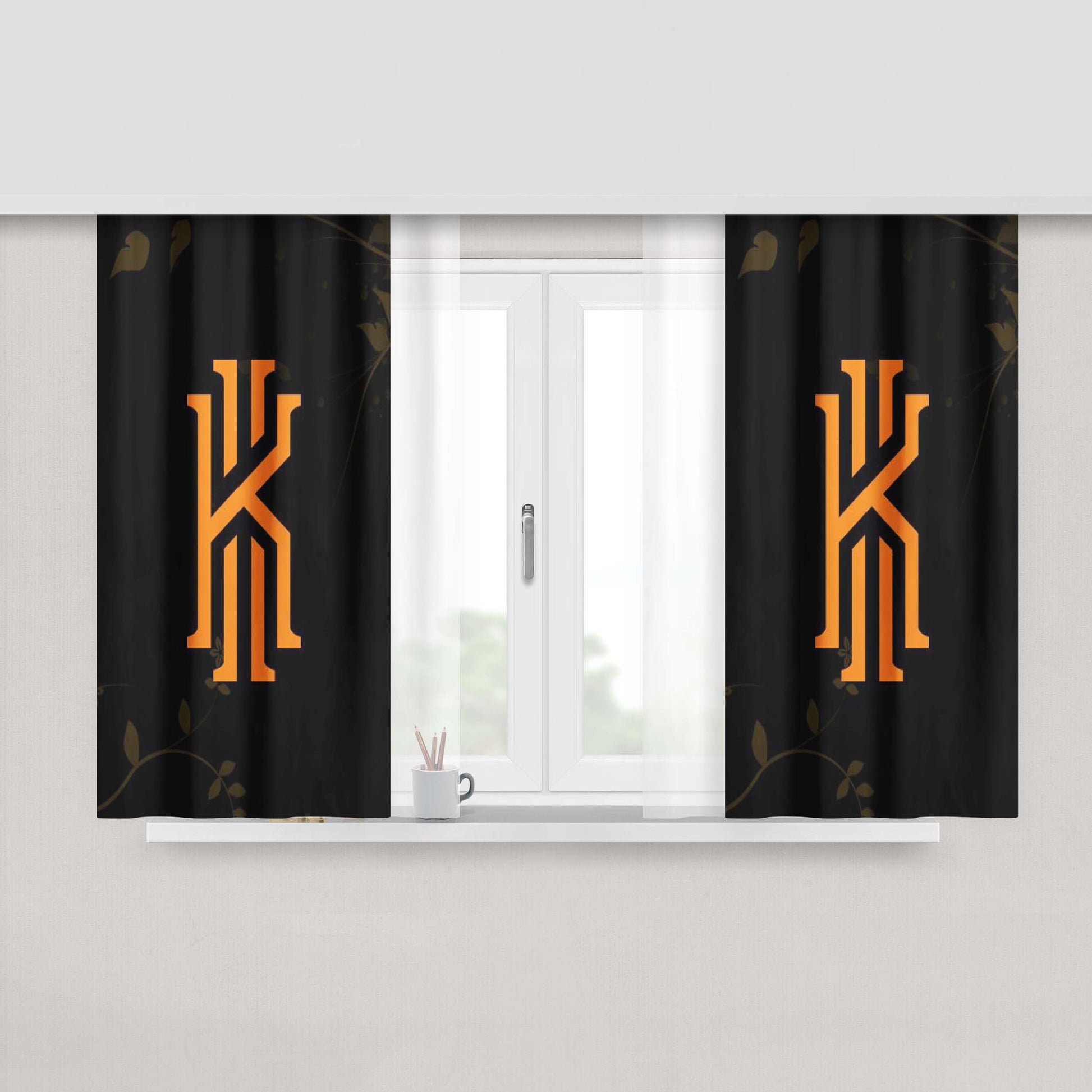 Kyrie Irving Leaf Peach Skin Window Curtains