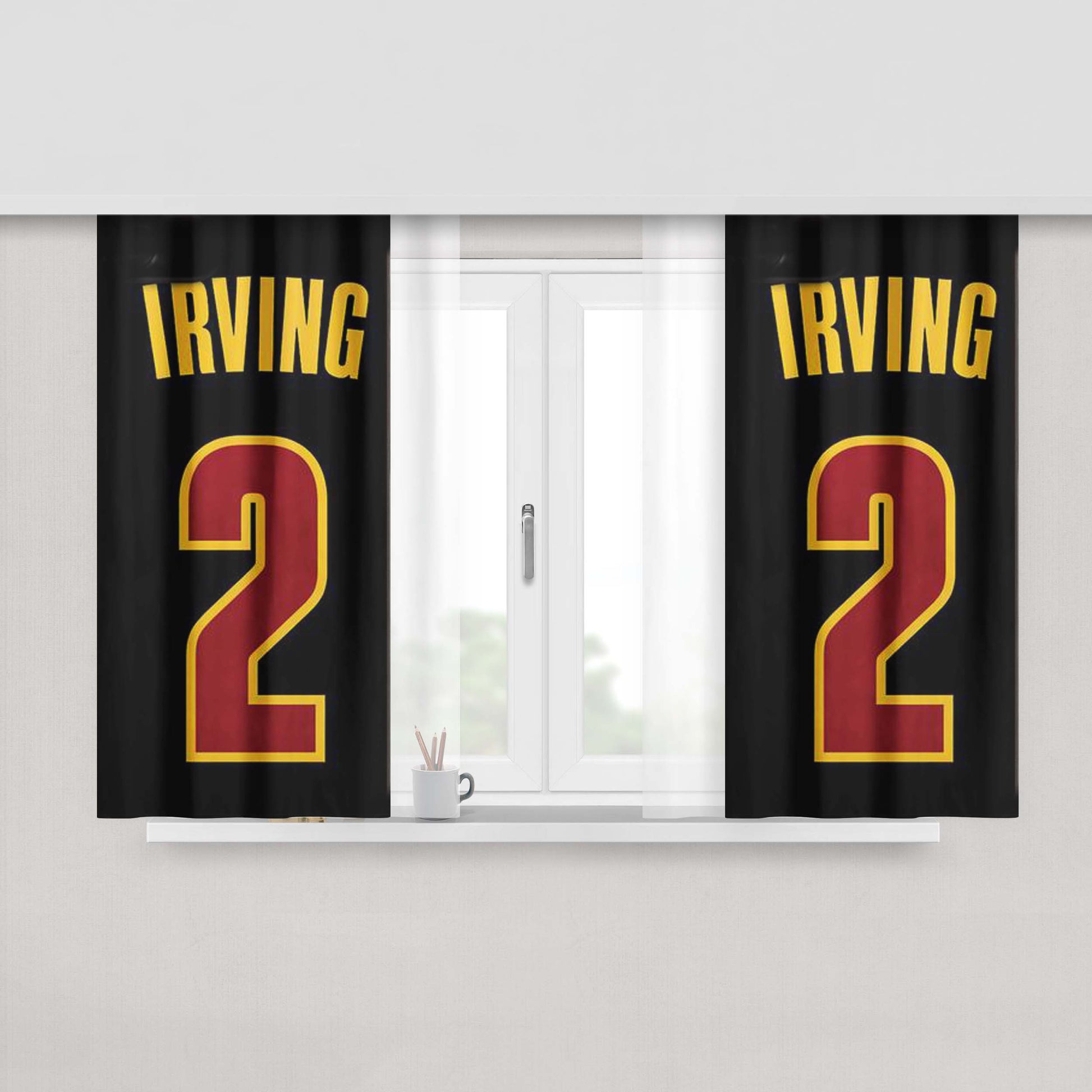 Kyrie Irving Number 2 Peach Skin Window Curtains