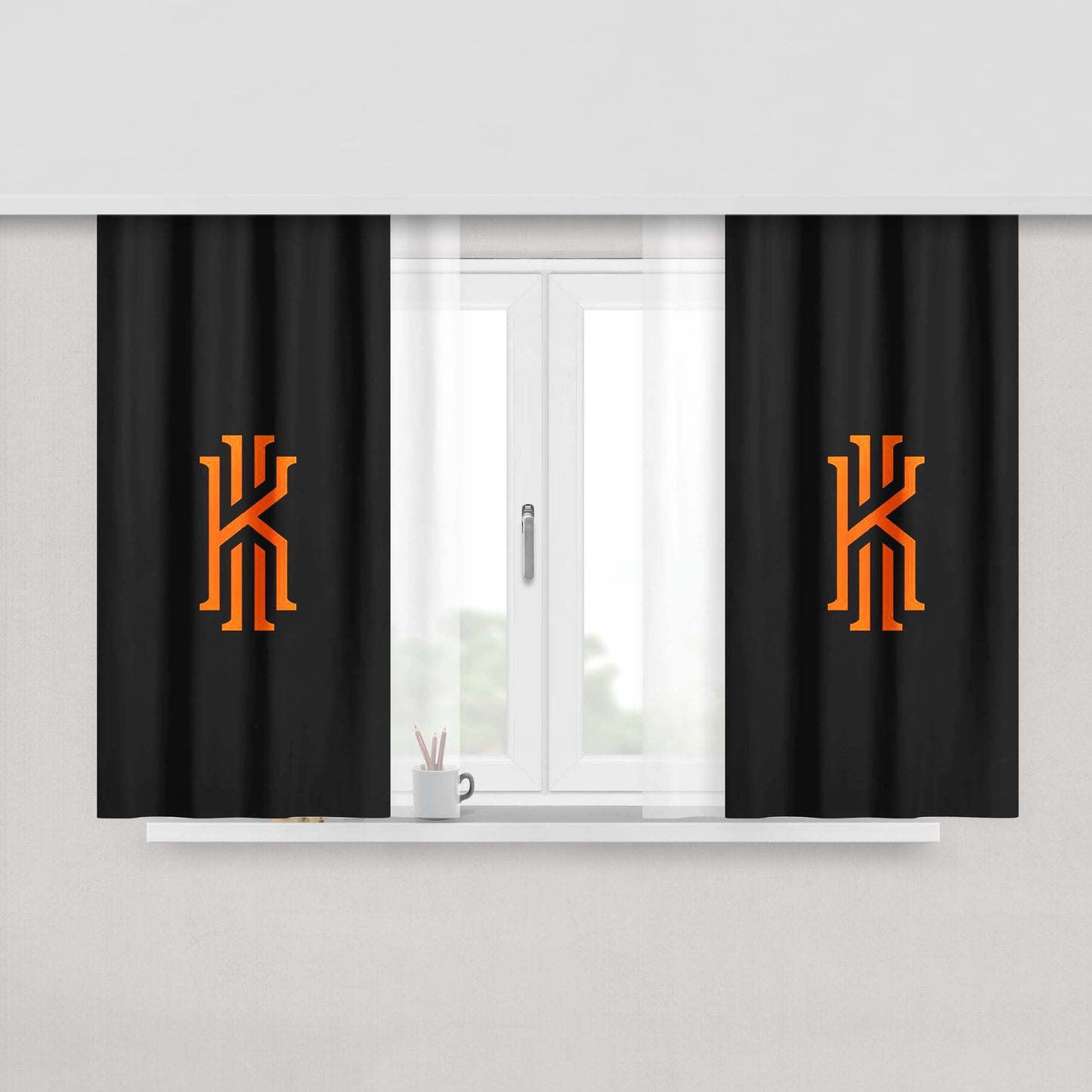 Kyrie Irving Orange Peach Skin Window Curtains