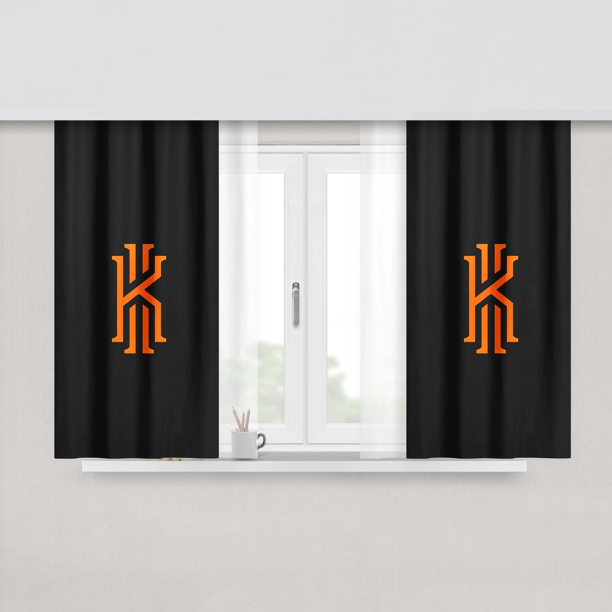Kyrie Irving Orange Peach Skin Window Curtains