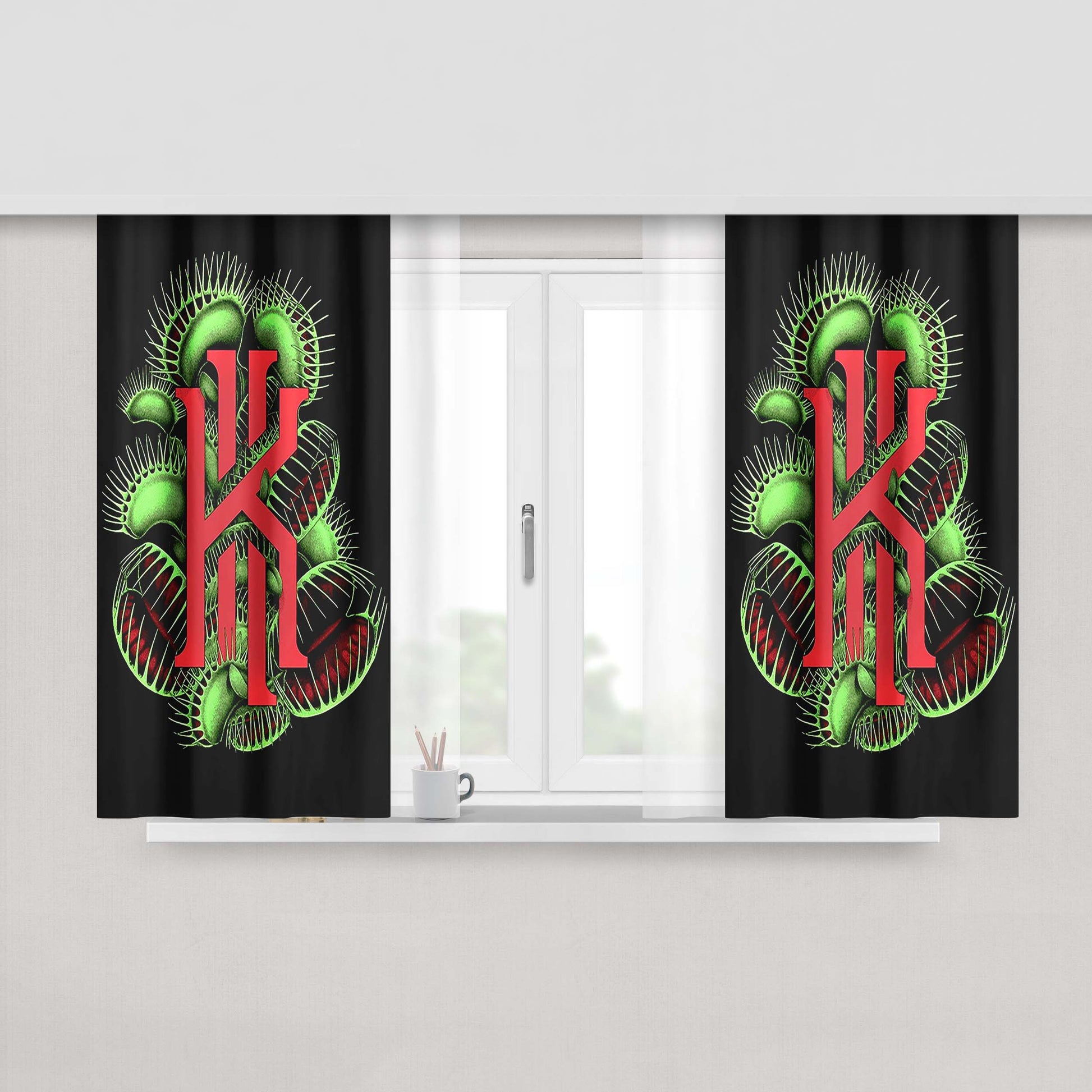 Kyrie Logo Peach Skin Window Curtains