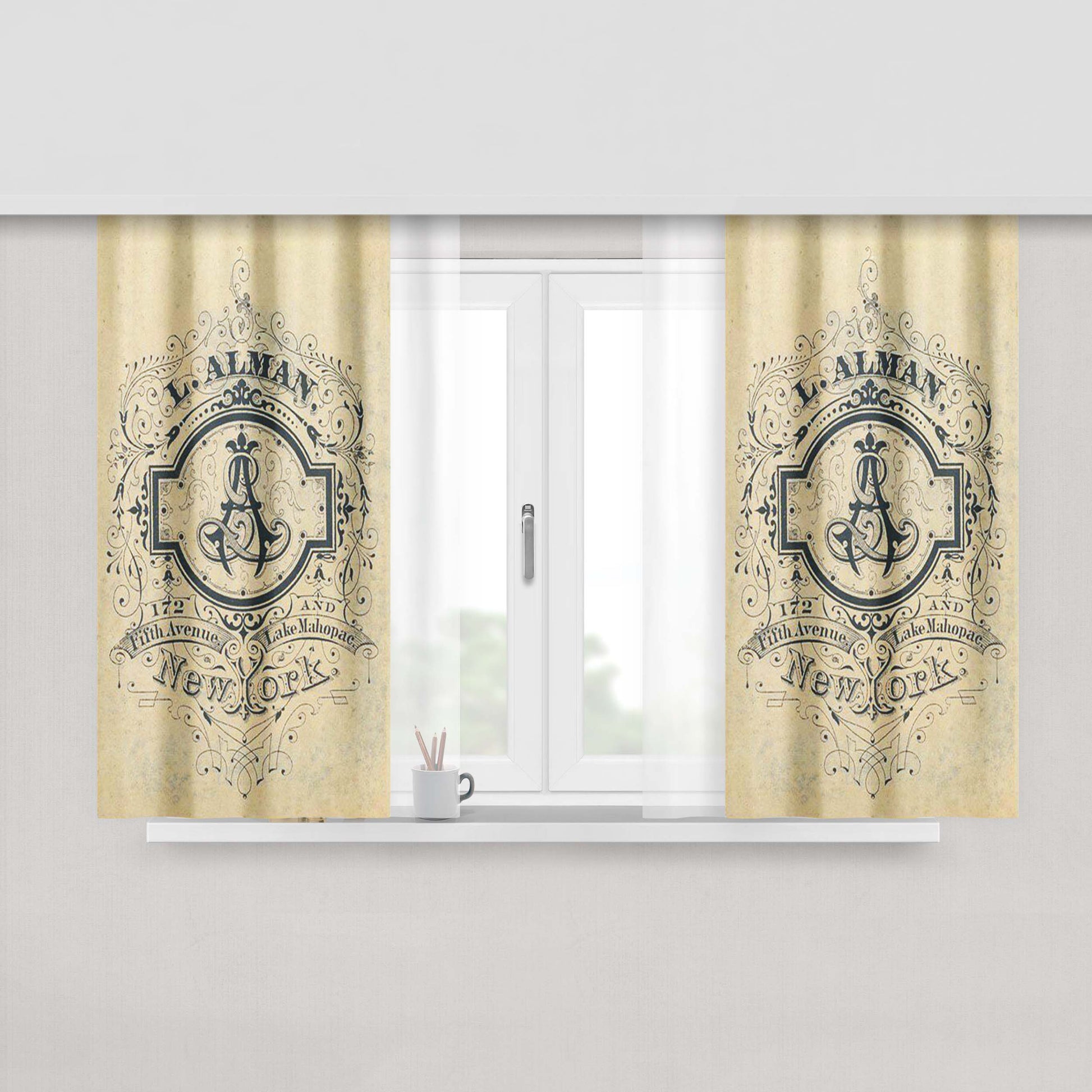 L Alman New York Peach Skin Window Curtains