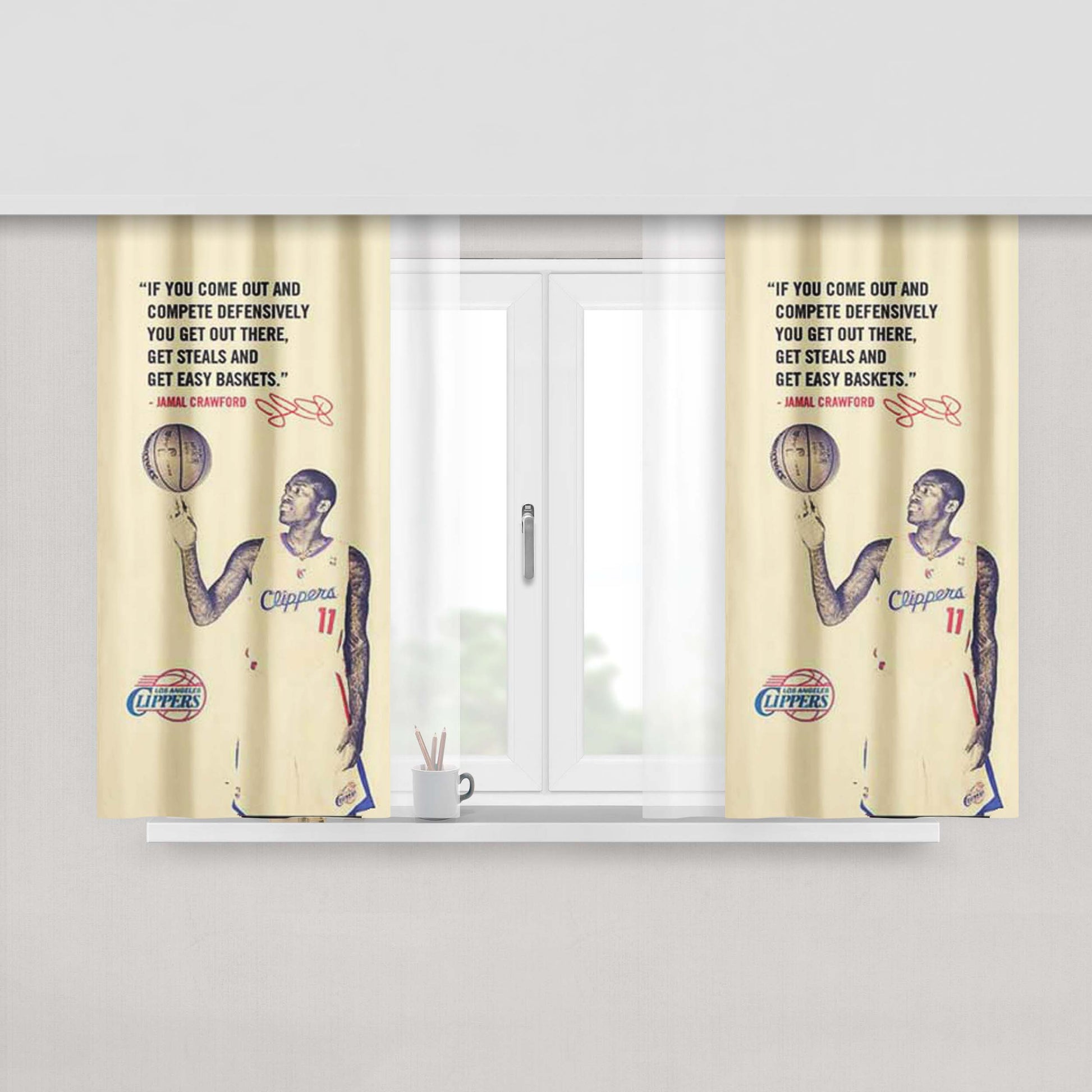 La Clippers Jamal Crawford Quote Peach Skin Window Curtains