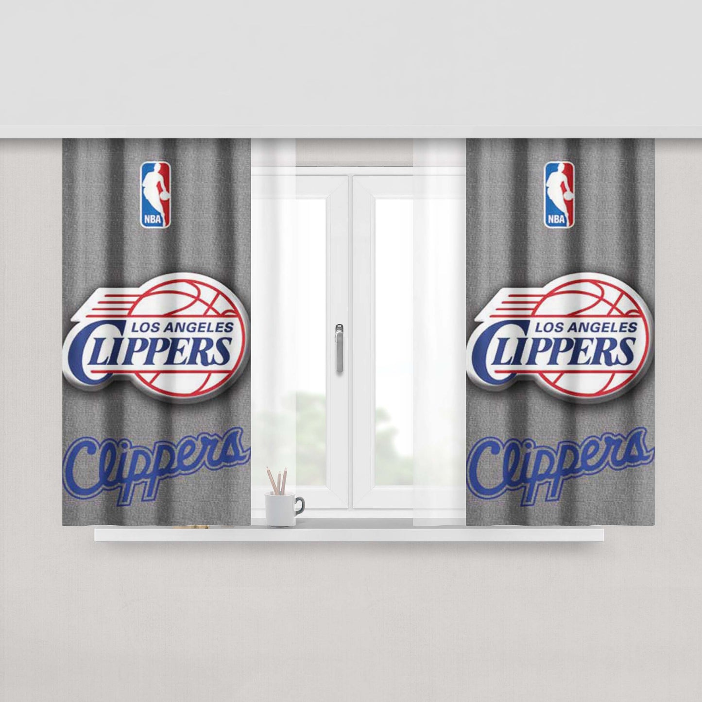 La Clippers Logo Peach Skin Window Curtains