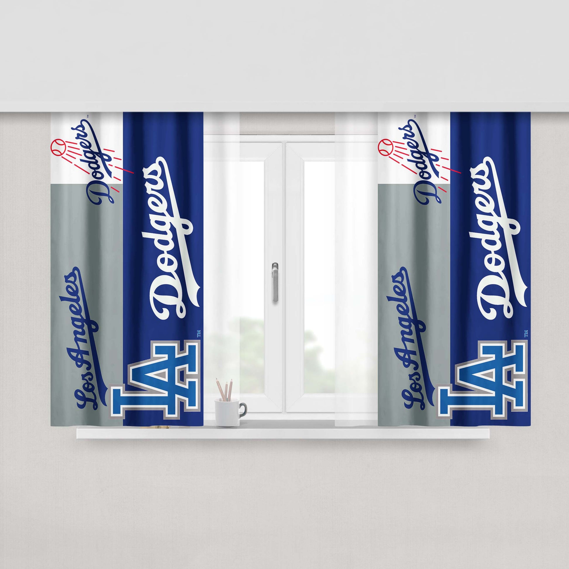 La Dodgers Logo Peach Skin Window Curtains
