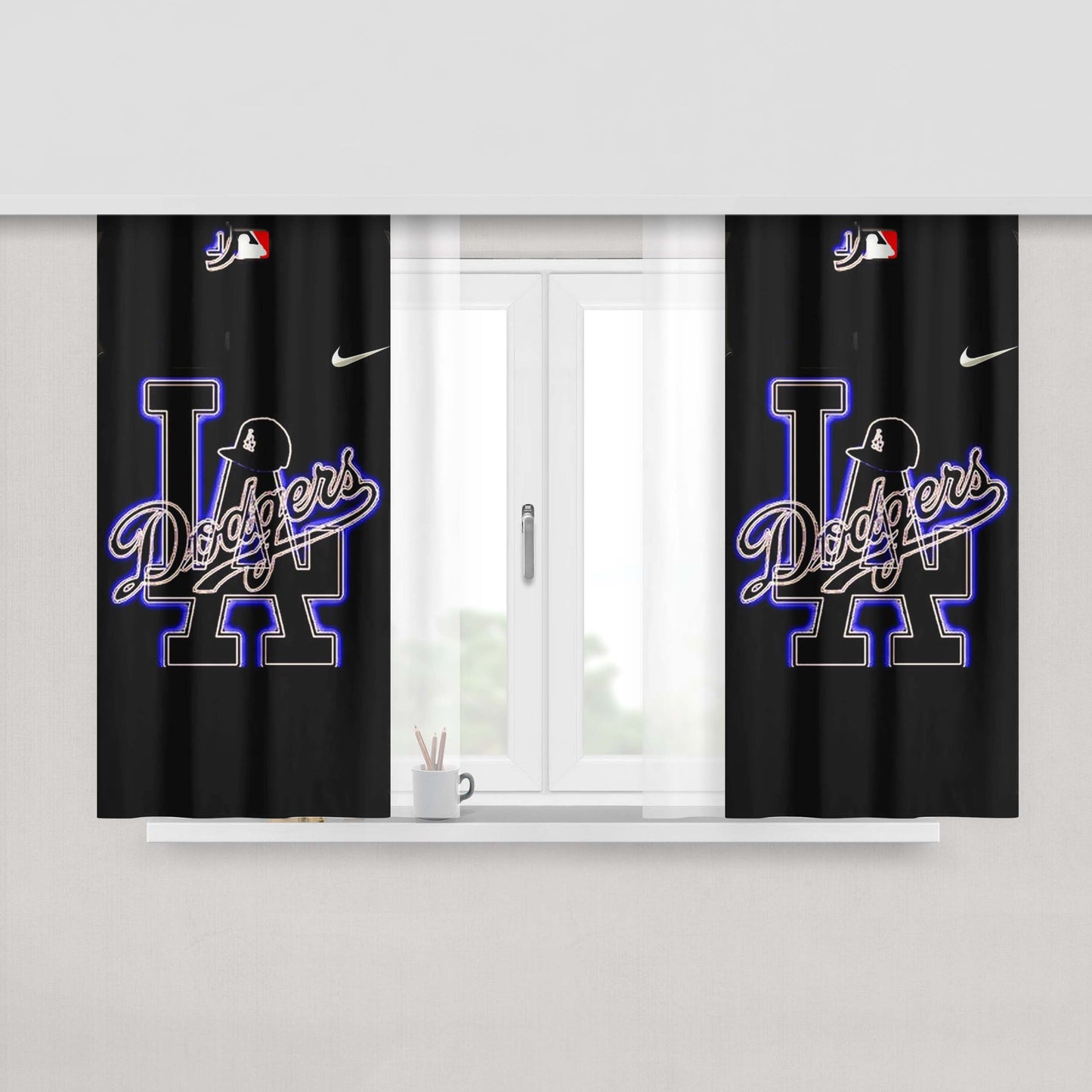 La Dodgers Mlb 9876 Peach Skin Window Curtains