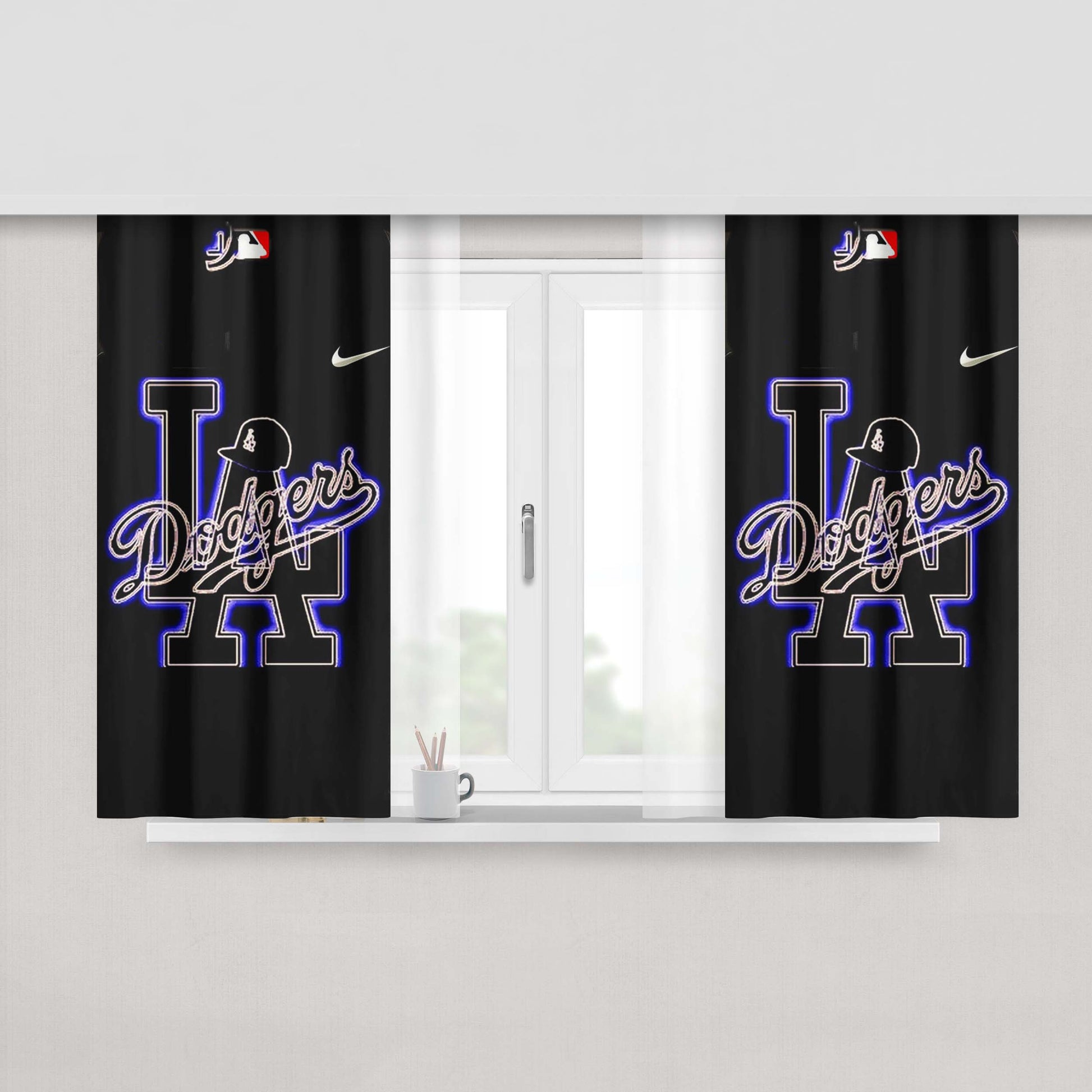 La Dodgers Mlb 9876 Peach Skin Window Curtains