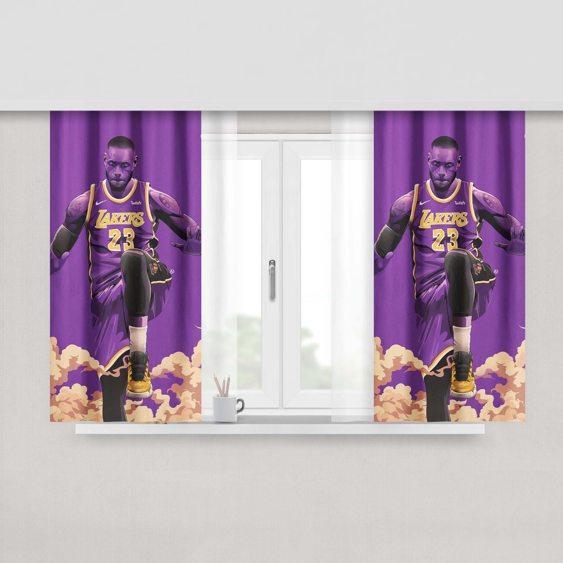 Lakers 23 Purple Team Peach Skin Window Curtains