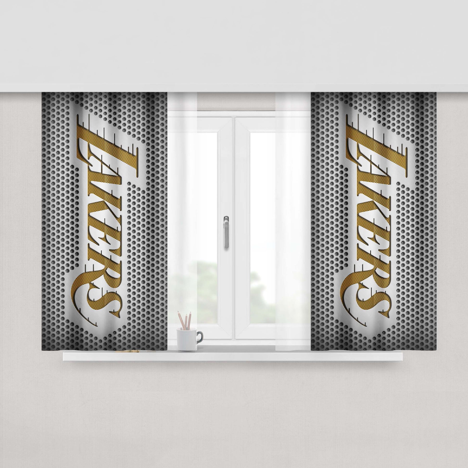 Lakers Gold Texture Basket Balls Nba Peach Skin Window Curtains