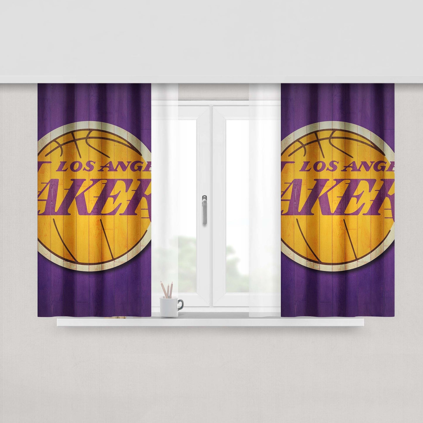 Lakers Lo Angeles Basket Peach Skin Window Curtains