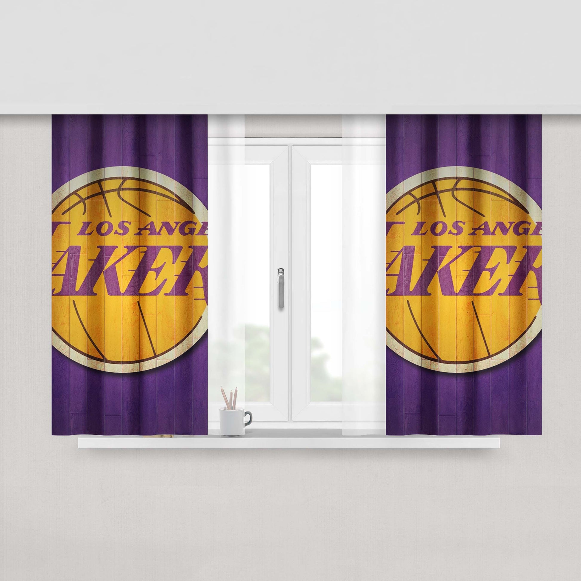 Lakers Lo Angeles Basket Peach Skin Window Curtains