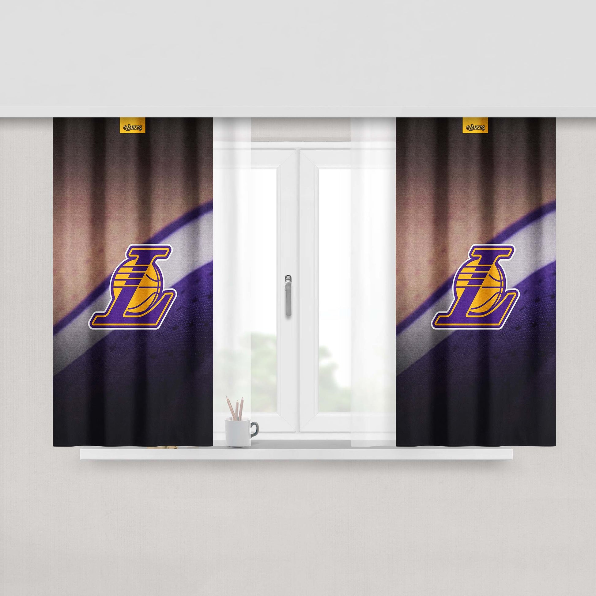 Lakers Logo Jersey Canvas Peach Skin Window Curtains