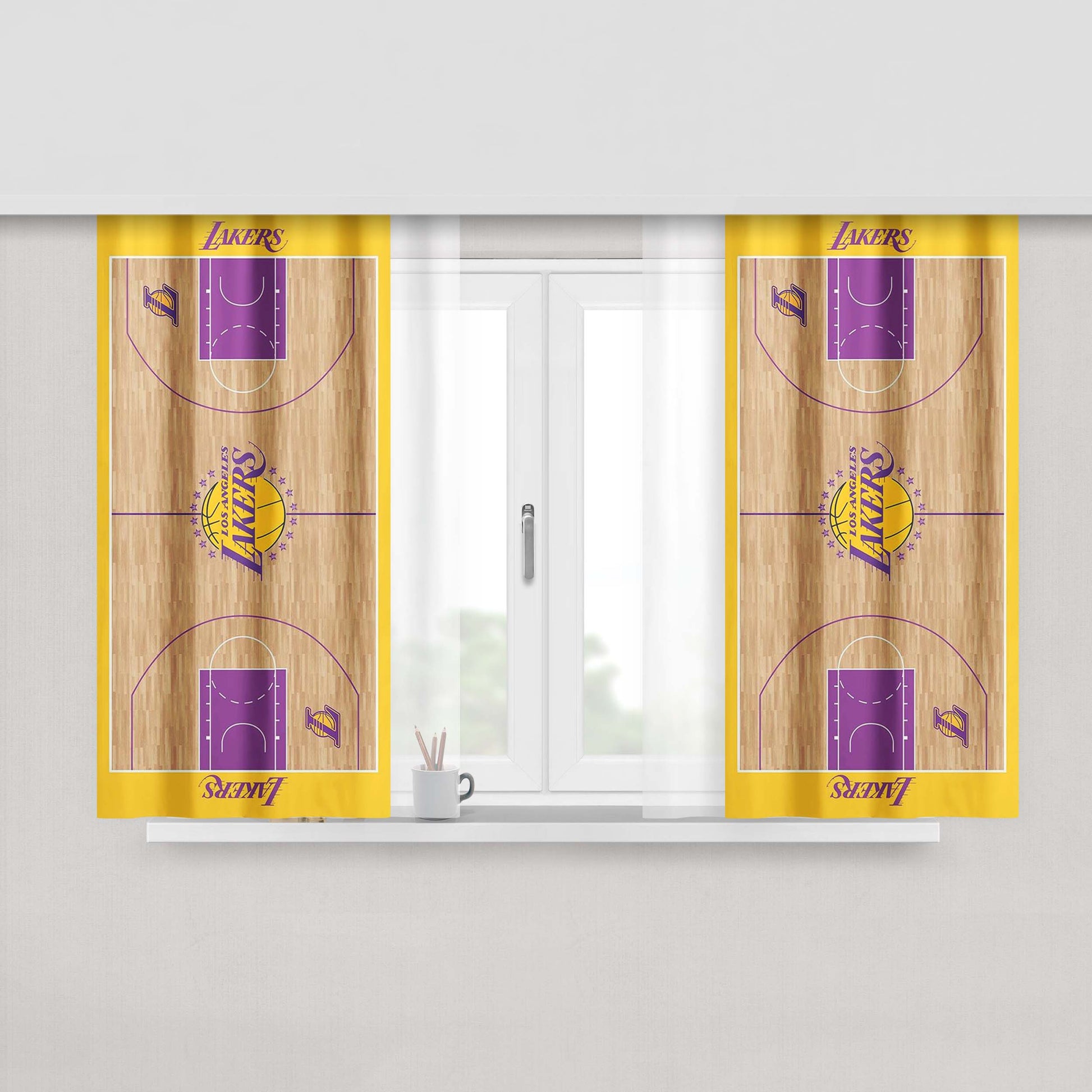 Lakers Los Angeles Basket Peach Skin Window Curtains